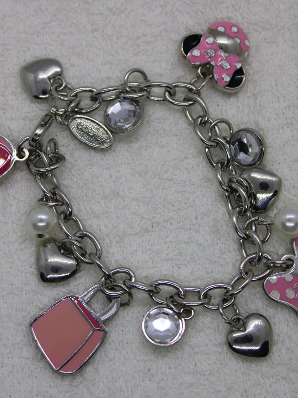 Disney Store Minnie Mouse Charm Bracelet Pink Silver